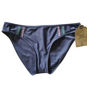 NWT TRUE CRAFT Bikini Swim Bottom Swimsuit BLUE TEAL PINK Crochet size L Beachy